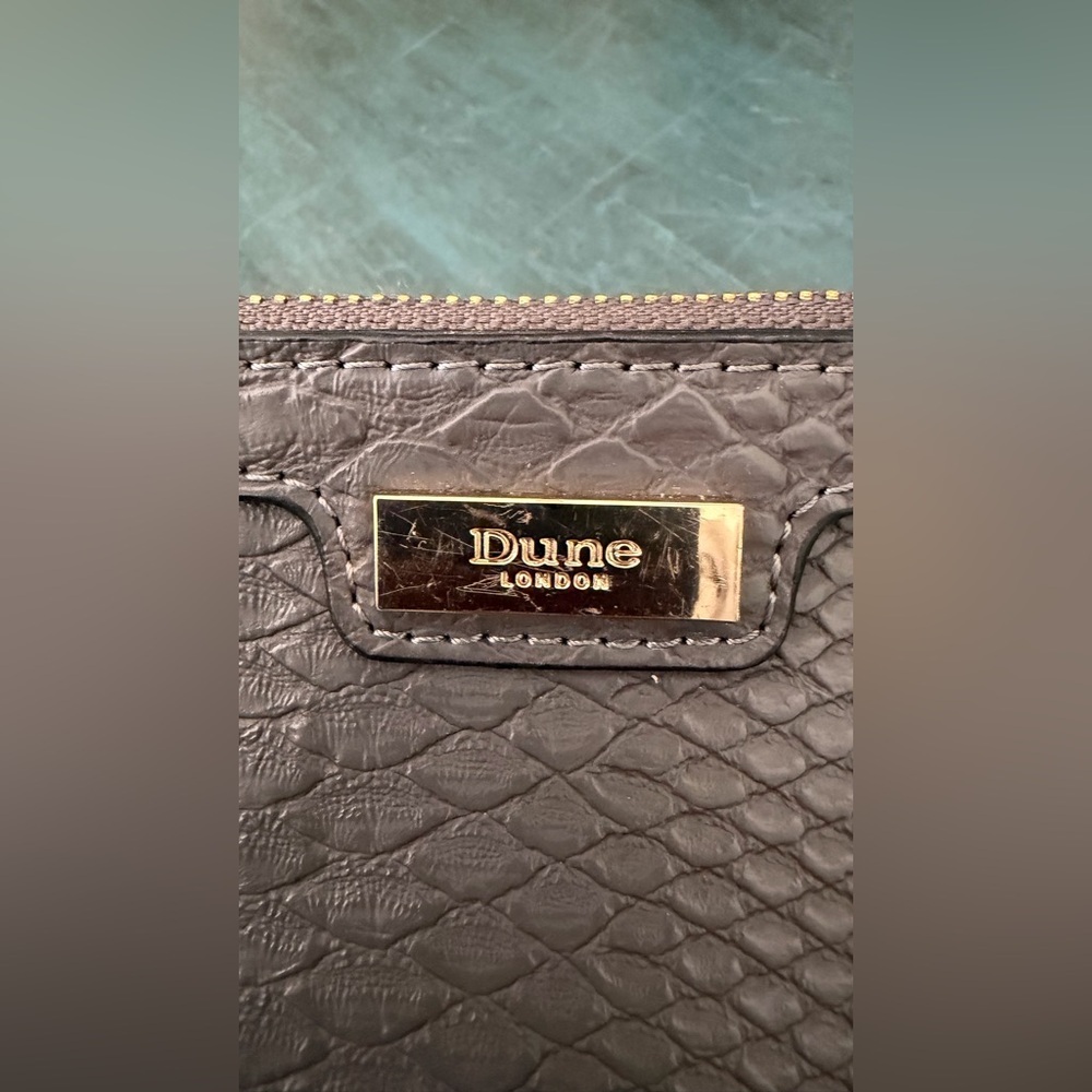 DUNE London coin purse with gold tone clasp chain grey taupe
